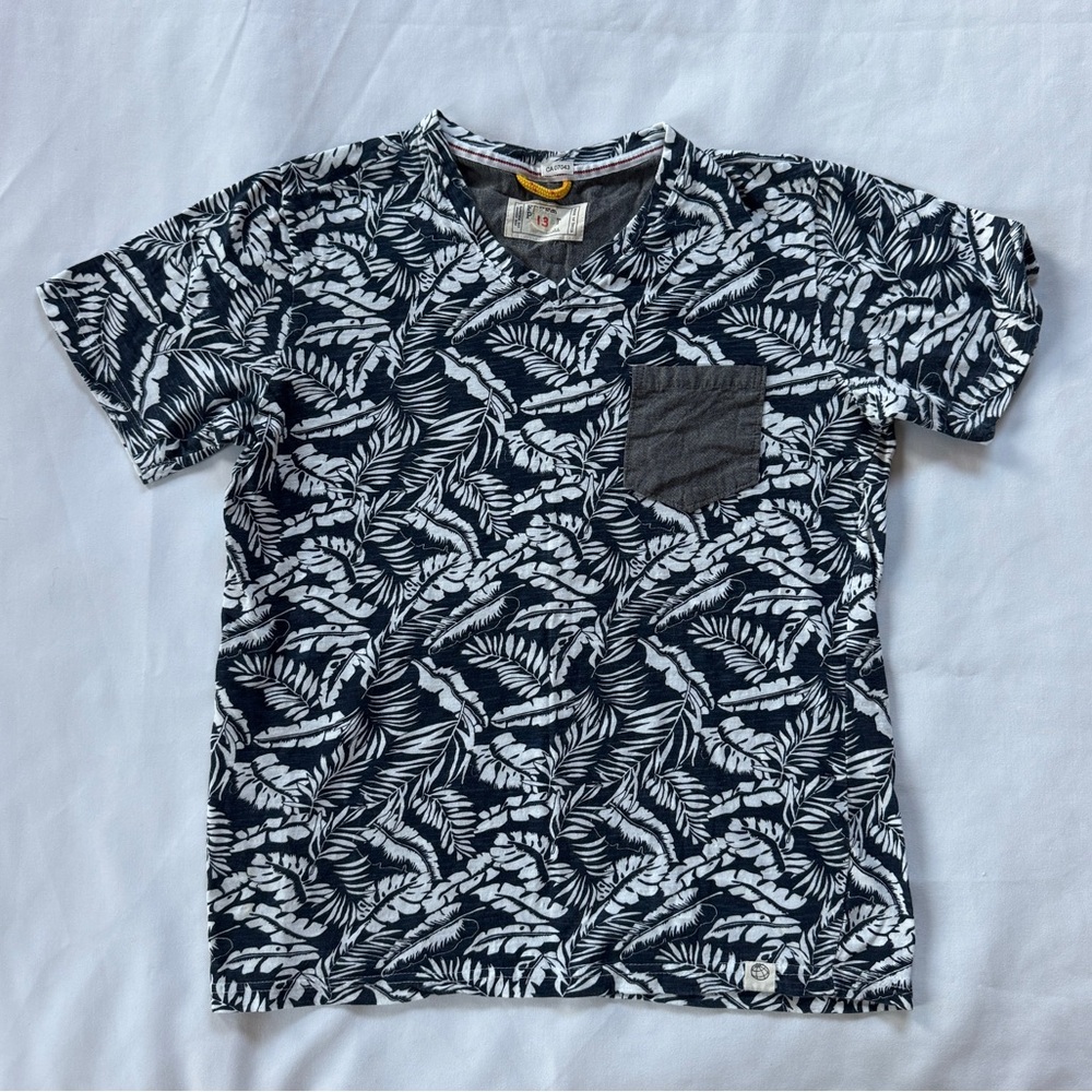 Blue Tropical V-Neck T-shirt